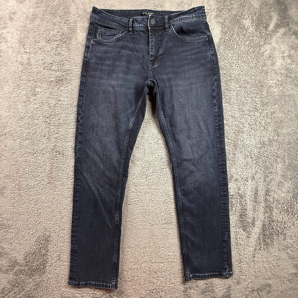 Outpost Makers Men 32x30 Slim Straight Jeans Dark Indigo Stretch Denim